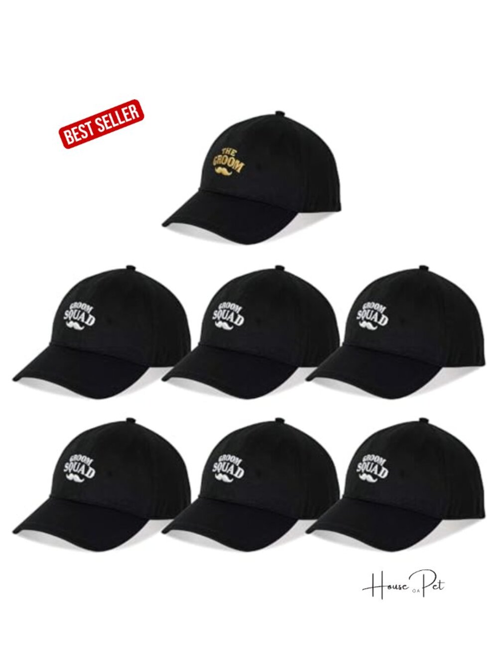 Groomsman Baseball Hat Set 7 Pack Adjustable Cotton Trucker Hats Bachelor Party